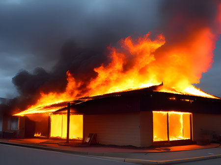 fire burning in the cityの素材