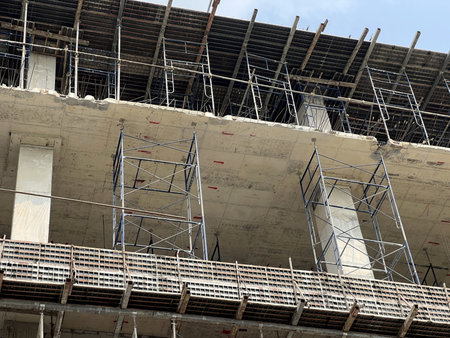 construction site with crane and building