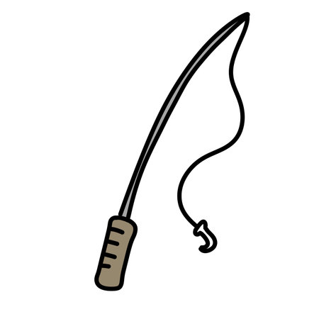 fishing rod cartoon on white backgroundの写真素材