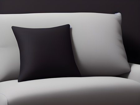 black pillow on sofa decoration in bedroom interiorの素材