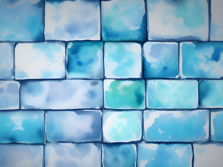 abstract background of blue and white squares wallの素材