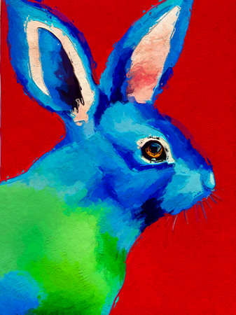 art color of cute rabbit background , oil painting styleの素材
