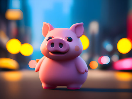 pig on a blurred backgroundの素材