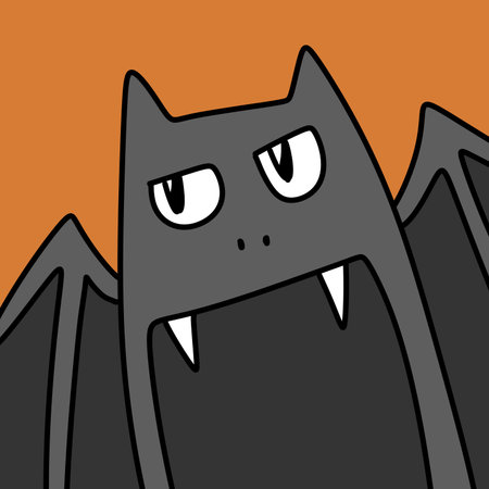 bat cartoon on orange background