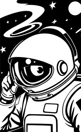 cartoon spaceman, illustration on white backgroundの写真素材