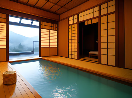 onsen room and wooden wallの素材