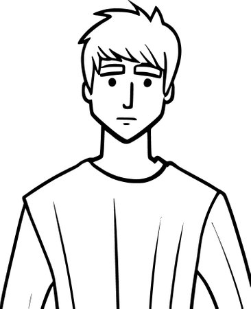 black and white of cute man cartoon for coloringの写真素材