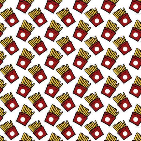 Seamless pattern french fries cartoonの写真素材