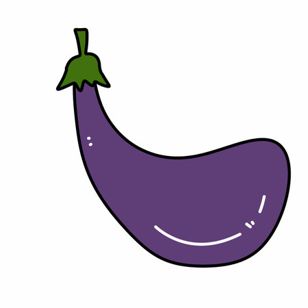 Cartoon eggplant cartoon on white backgroundの写真素材