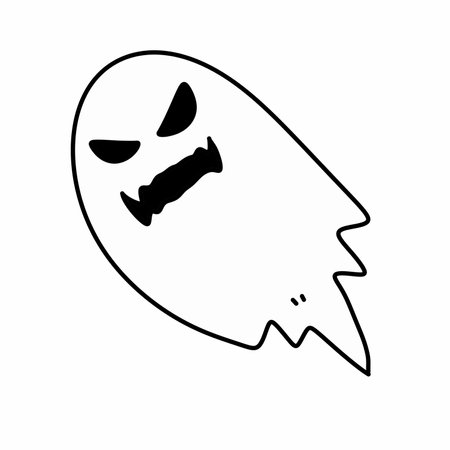 black and white of cute ghost cartoonの写真素材