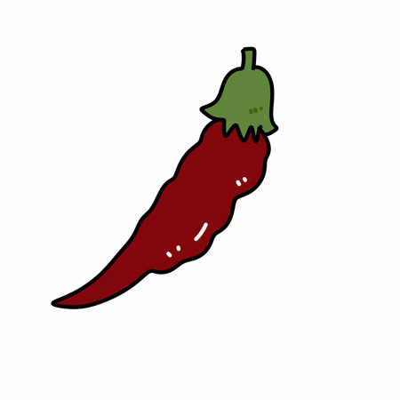 red chili cartoon on white backgroundの写真素材