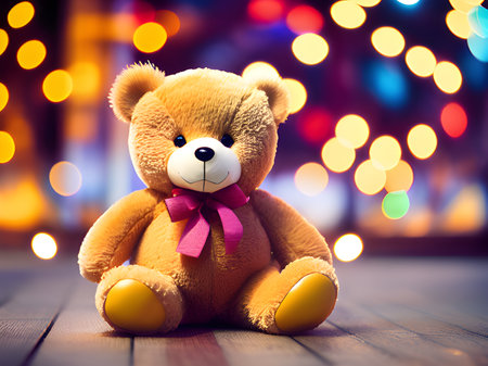 teddy bear with bokeh backgroundの素材