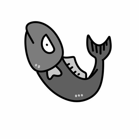fish cartoon on white backgroundの写真素材