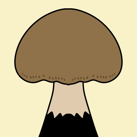 mushroom cartoon on yellow backgroundの写真素材