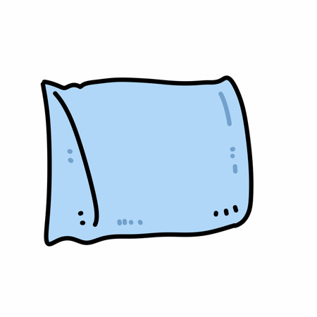 blue pillow cartoon on white backgroundの写真素材
