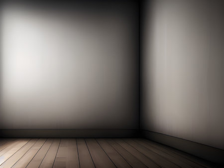 empty room interior with wooden floor and wallの素材