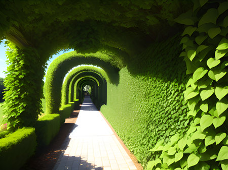 beautiful view of the park , ivy tunnelの素材
