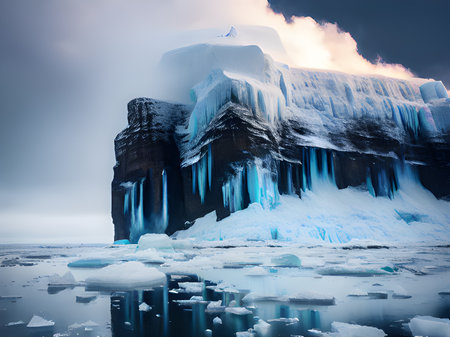 close up ice mountain in the fieldの素材