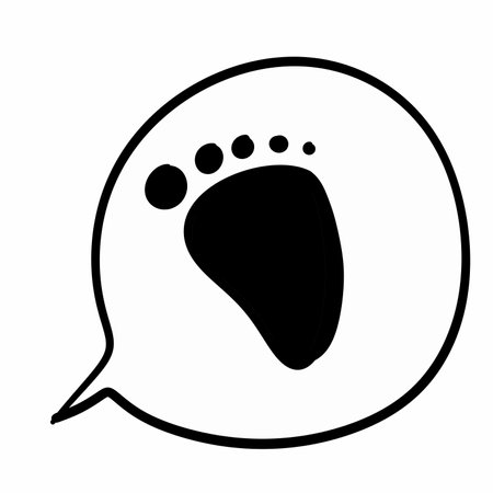 cute cartoon doodle speech bubble with foot shapeの写真素材