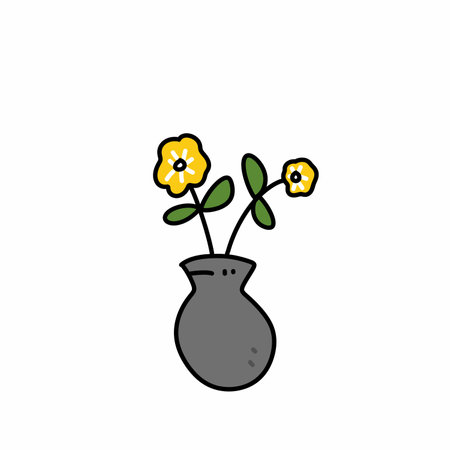 hand drawn doodle style flower in pot.の写真素材