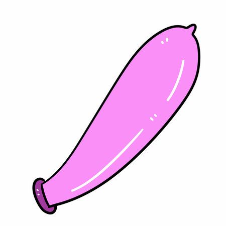 pink rubber condom icon. doodle hand drawn illustration.の写真素材