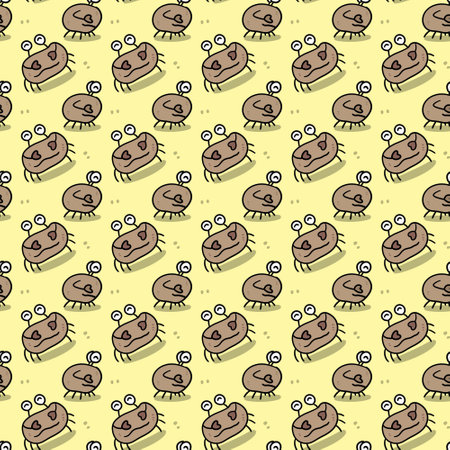 seamless pattern with hand drawn doodle crab cartoonの写真素材