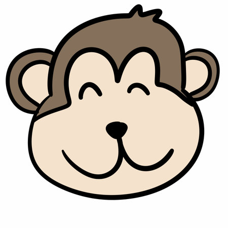 cute monkey head cartoon on white backgroundの写真素材