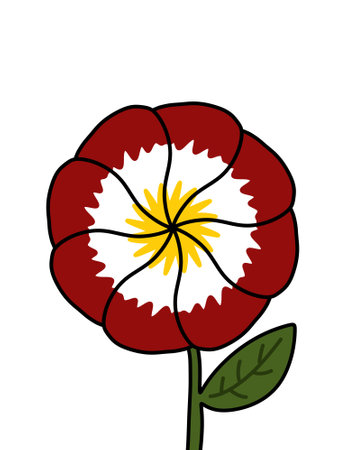 cartoon doodle flower isolated on white backgroundの写真素材