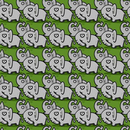 seamless cartoon animal pattern with elephant, illustrationの写真素材