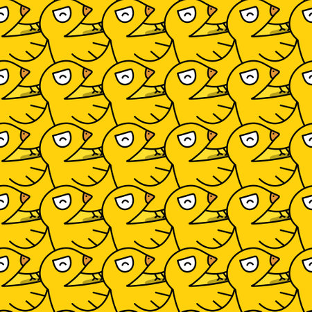 seamless cartoon doodle bird pattern backgroundの写真素材