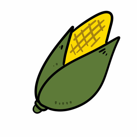 cartoon doodle corn isolated on white backgroundの写真素材