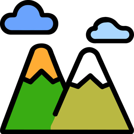 mountain landscape cartoon. simple illustrationの写真素材