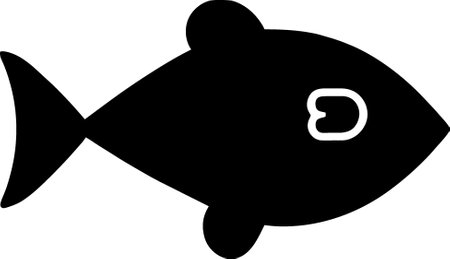 black fish icon on white backgroundの写真素材