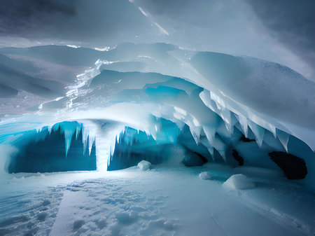 ice and snow in the mountainsの素材