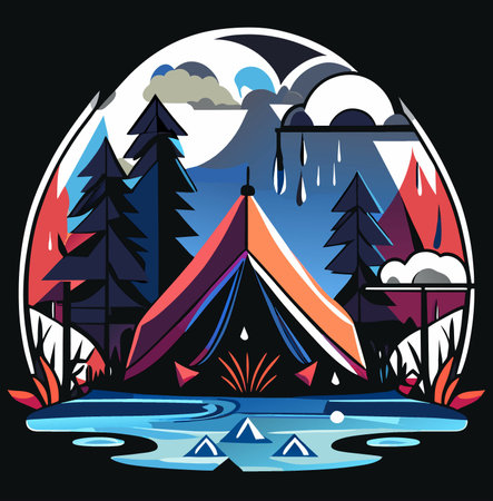 art camping and mountain landscapeの写真素材