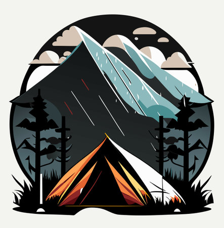 art camping and mountain landscapeの写真素材
