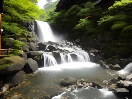 waterfall in a beautiful forestの素材