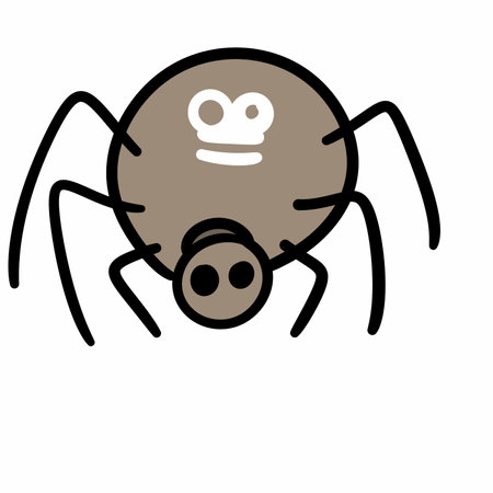 cute doodle spider icon. hand drawn illustration. isolated on white background.の写真素材