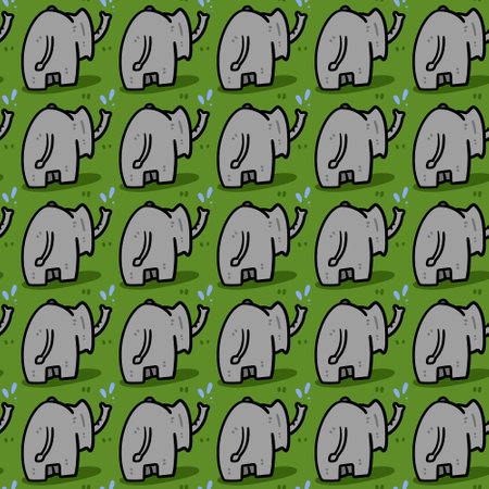 seamless pattern with elephants cartoonの写真素材
