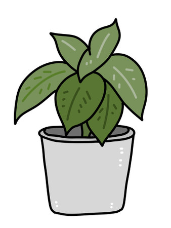 cute plant in a pot cartoonの写真素材