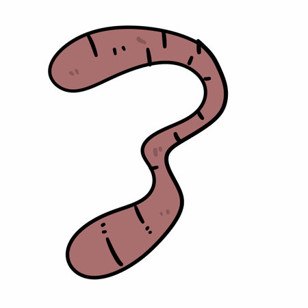 earthworm cartoon on white backgroundの写真素材