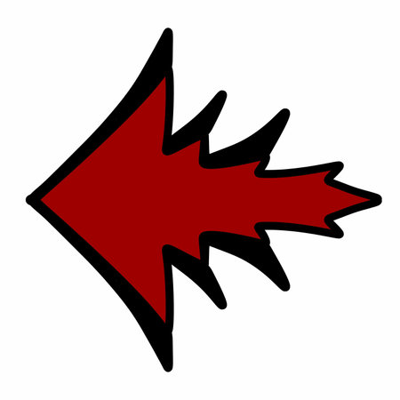 arrow icon. style is flat iconic symbol with rounded angles, intensive red color, white background.の写真素材