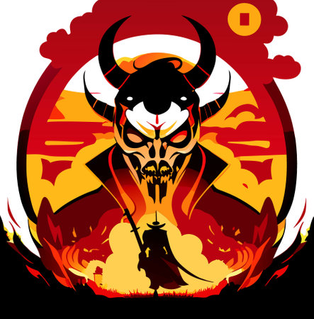skull in fire design illustration on white background for use as a poster or print.