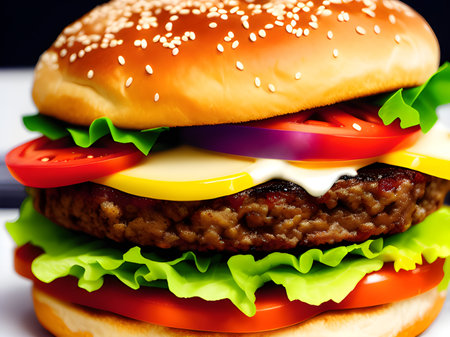 homemade hamburger with fresh vegetablesの素材
