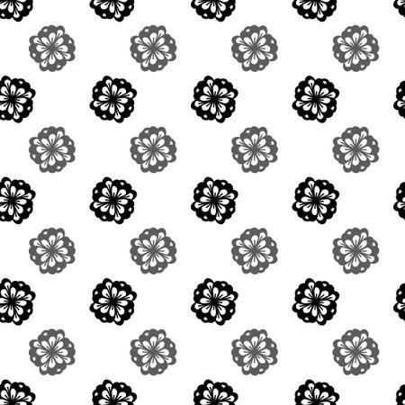 abstract black and white seamless pattern with circles flower shapeの写真素材