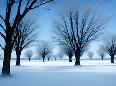 winter landscape with snow covered treesの素材