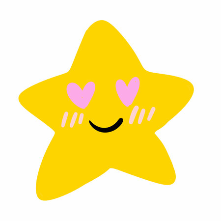 kawaii cute happy star face icon isolated, illustrationの写真素材