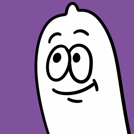 cartoon doodle smiling ghost on purple backgroundの写真素材