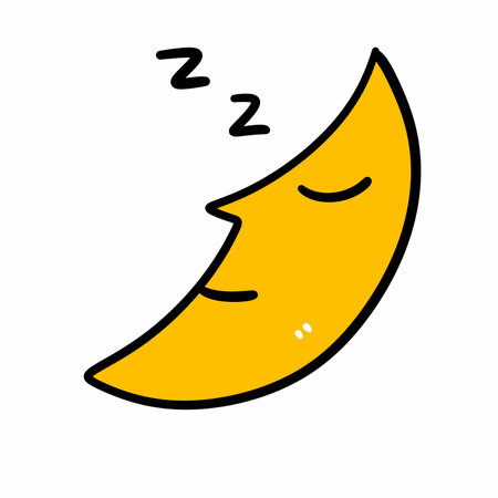 cartoon illustration of a sleeping moonの写真素材