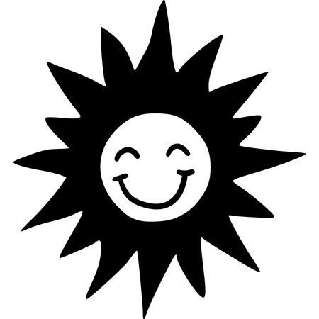 sun icon, illustration on white backgroundの写真素材